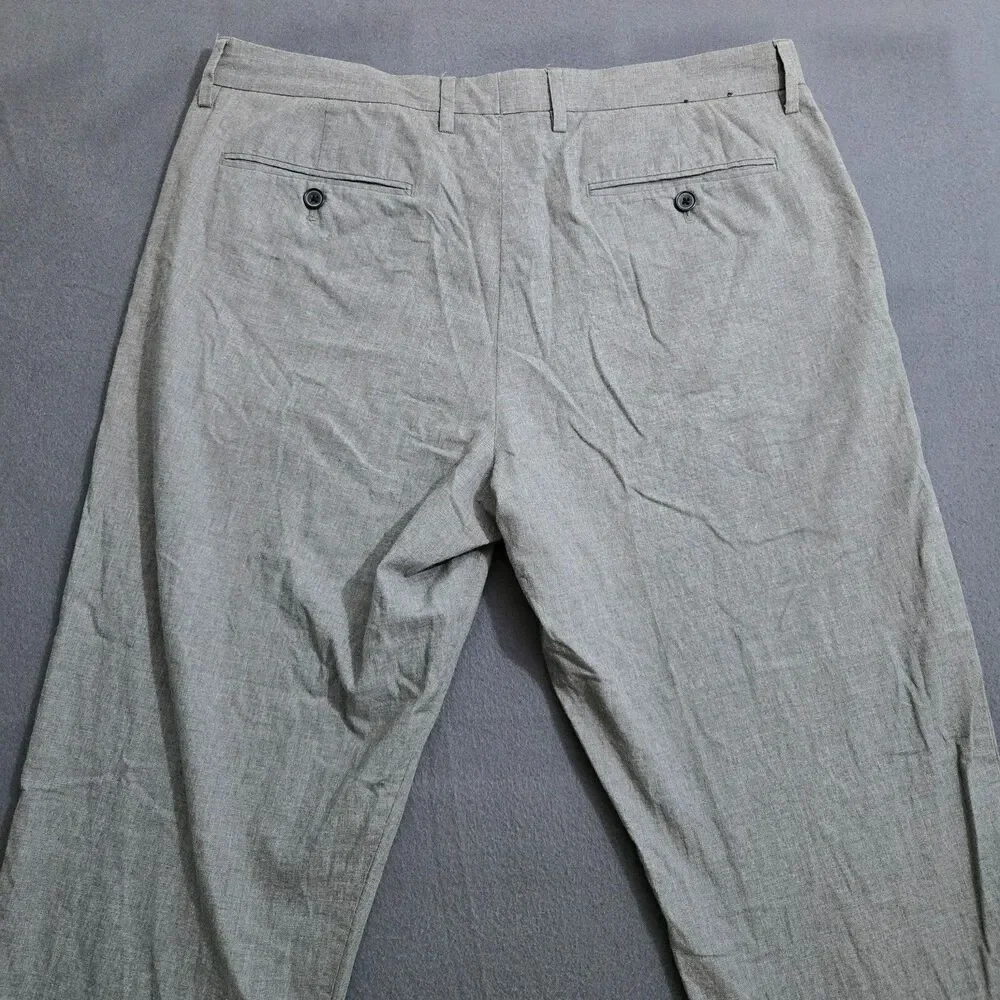 J. Crew Men 35X32 (36X29) Bedford Chambray Gray Flat Front Dress Pants